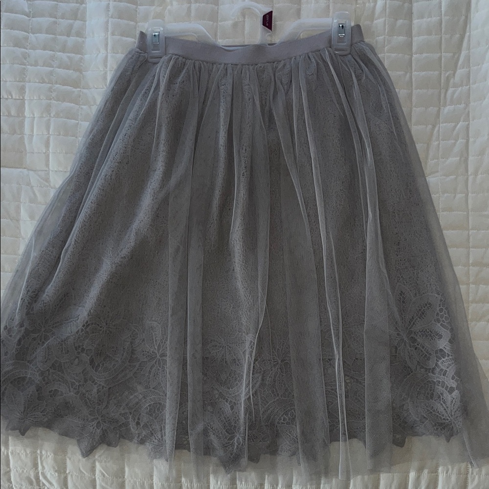 Esley Charcoal A-Line Lace Skirt